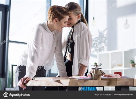 lesbian sex at office